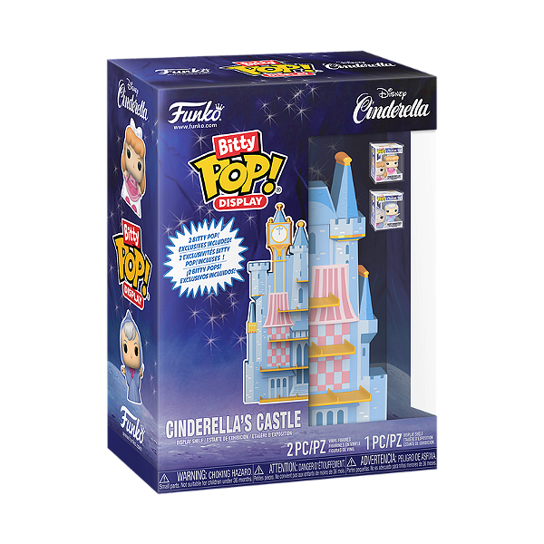 Funko Bitty Pop! Display Disney Princesas Castelo Cinderela Cinderellas Castle + 2 Bitty Pop Cinderella + Fairy Godmother