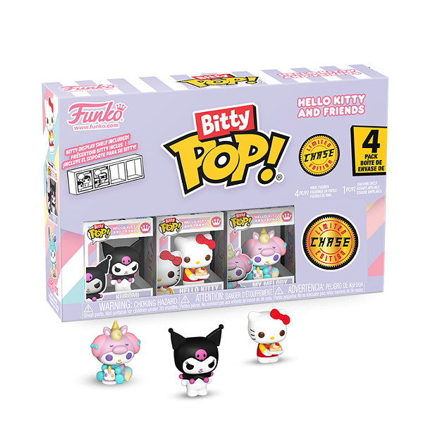 Funko Bitty Pop! Sanrio Hello Kitty Kuromi Hello Kitty My Melody + Surpresa Chase Sortido