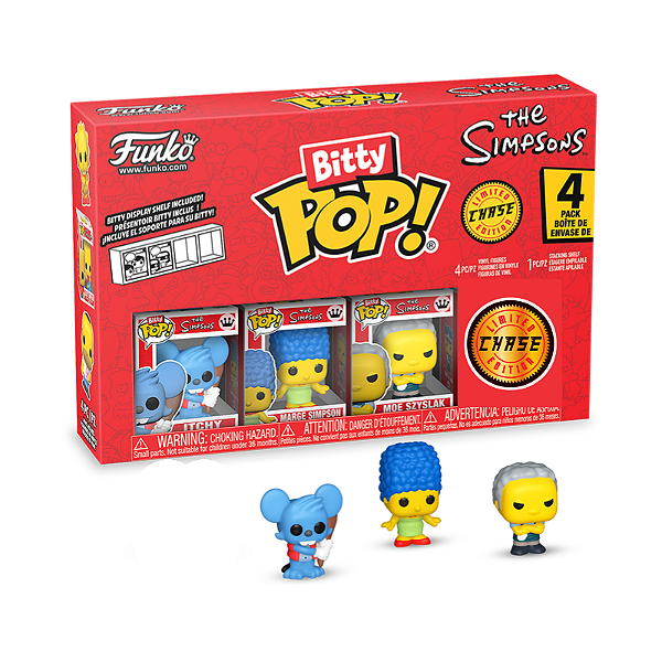 Funko Bitty Pop! Television Os Simpsons Itchy Marge Simpson Moe Szyslak + Surpresa Chase Sortido