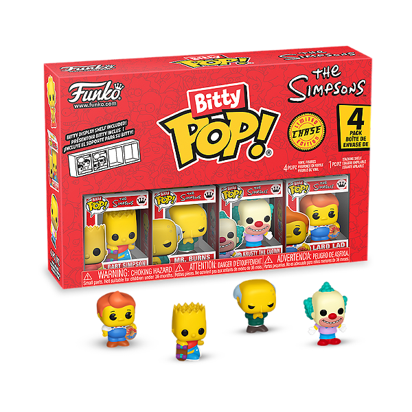 Funko Bitty Pop! Television Os Simpsons Bart Simpson Mr. Burns Krusty the Clown Lard Lad 4 Pack