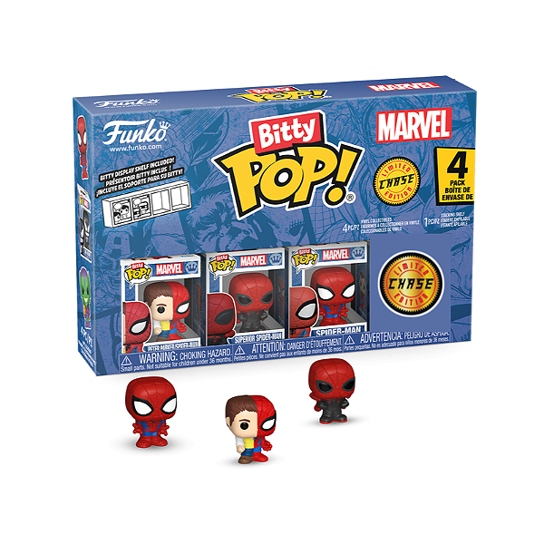 Funko Bitty Pop! Marvel Homem Aranha / Peter Parker Spider Man / Superior Spider Man / Spider Man + Surpresa Chase Sortido