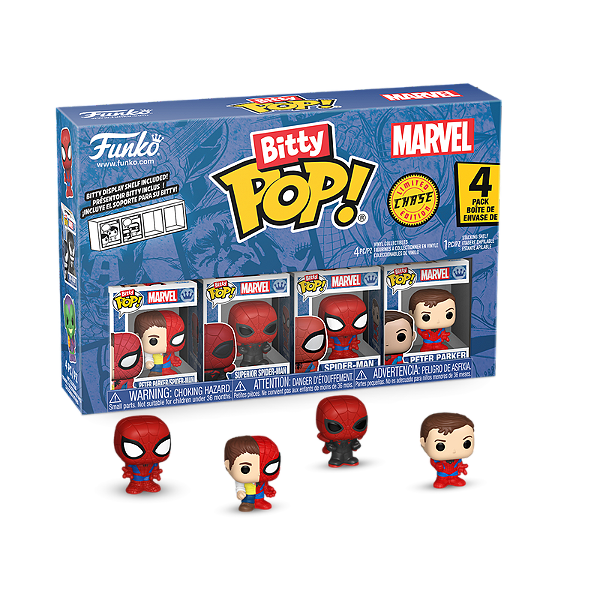 Funko Bitty Pop! Marvel Homem Aranha Spider Man Peter Parker/Spider-Man  Superior Spider-Man Spider-Man Peter Parker 4 Pack