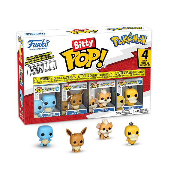 Funko Bitty Pop! Games Pokemon Squirtle Eevee Growlithe Psyduck 4 Pack
