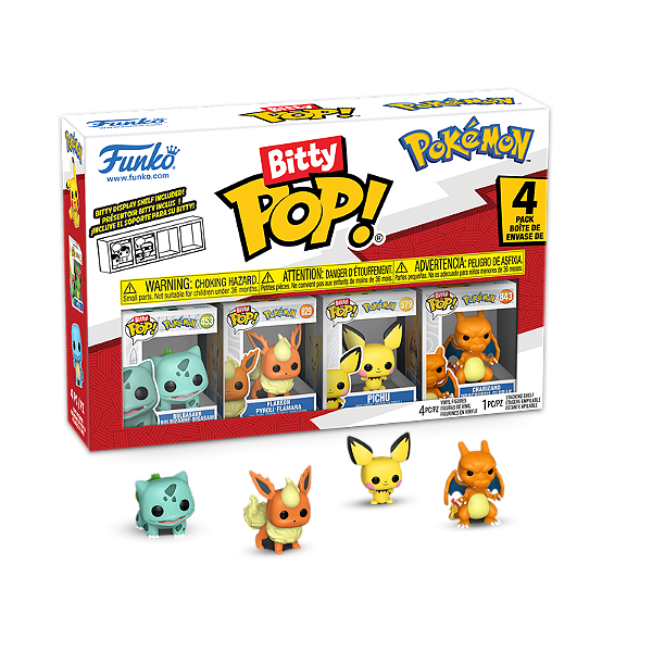 Funko Bitty Pop! Games Pokemon Bulbasaur Flareon Pichu Charizard 4 Pack
