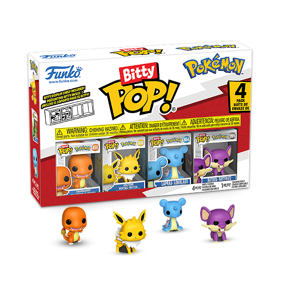 Funko Bitty Pop! Games Pokemon Charmander Jolteon Lapras Lokhlass Ratata 4 Pack