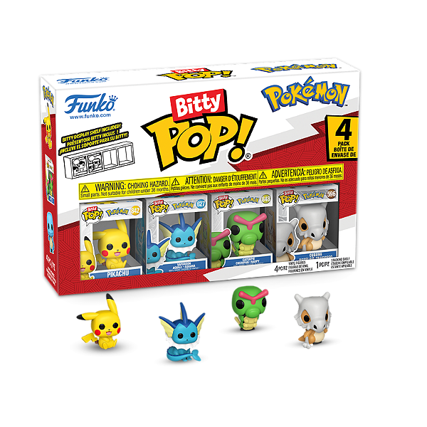 Funko Bitty Pop! Games Pokemon Pikachu Vaporeon Caterpie Cubone 4 Pack