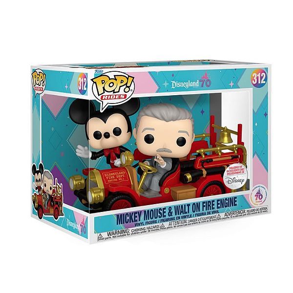 Funko Pop! Rides Disney Mickey Mouse & Walt On Fire Engine 312 Exclusivo