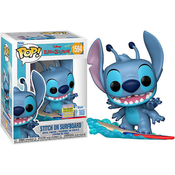 Funko Pop! Disney Lilo & Stitch On Surfboard 1594 Exclusivo SDCC 2025
