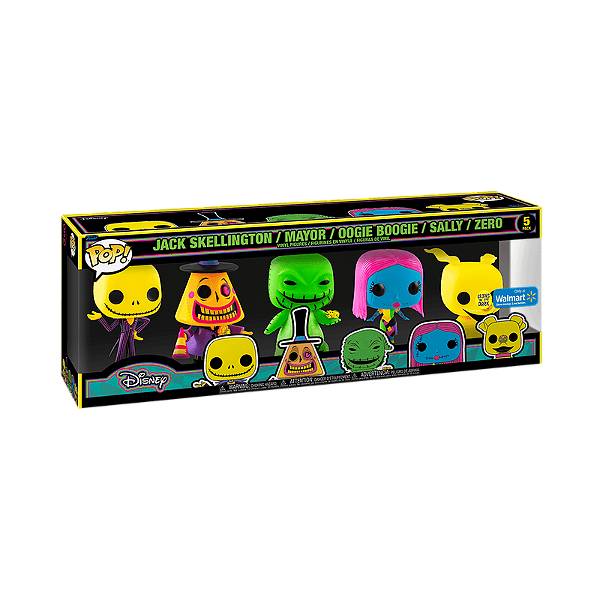 Funko Pop! Disney O Estranho Mundo de Jack Skellington / Mayor / Oogie Boogie / Sally / Zero 05 Pack Exclusivo Glow
