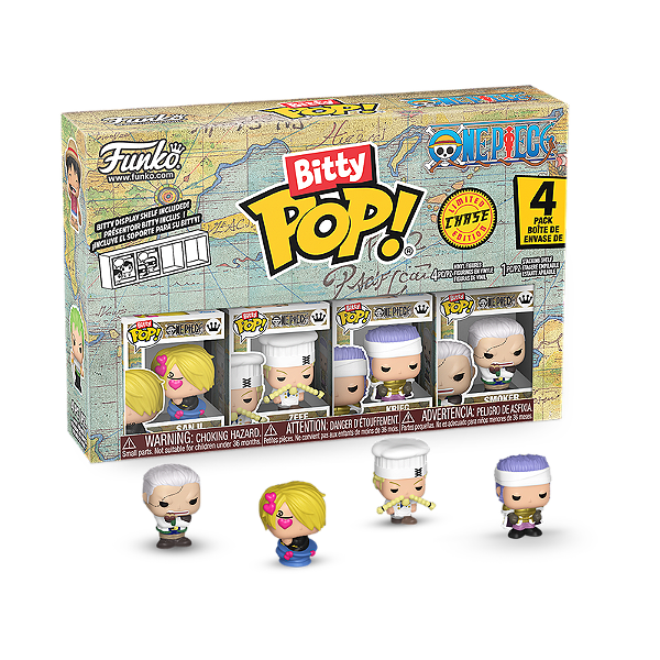 Funko Bitty Pop! Animation One Piece Sanji, Zeff, Krieg, Smoker 4 Pack Exclusivo Chase
