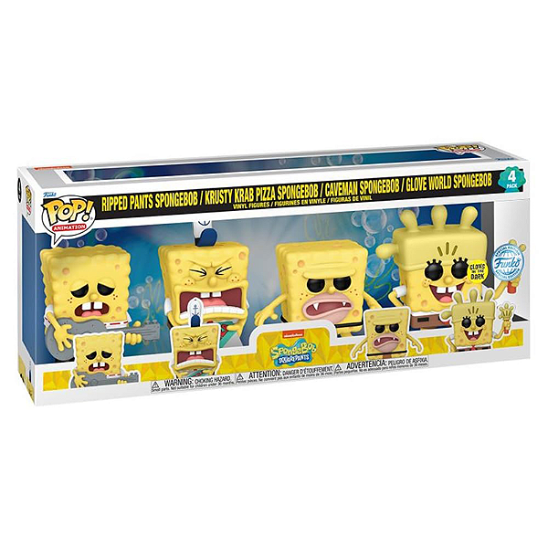 Funko Pop! Animation Bob Esponja Calça Quadrada Spongebob Squarepants 4 Pack Exclusivo Glow