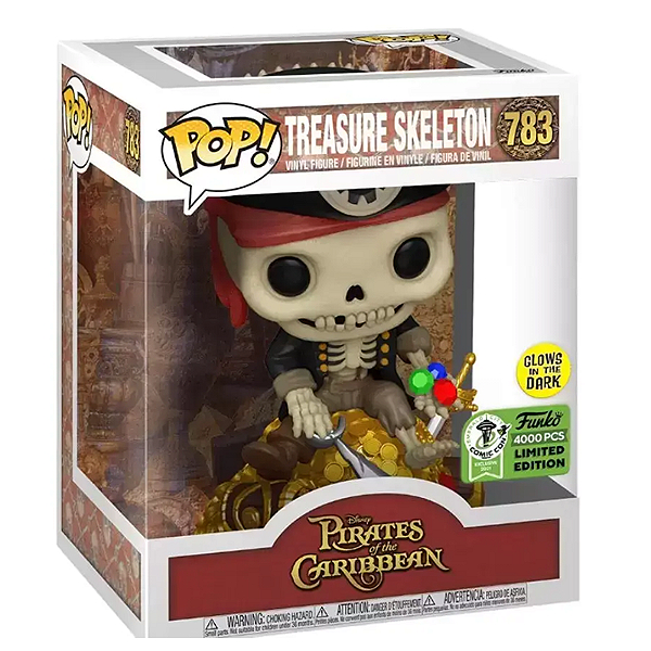 Funko Pop! Disney Piratas Do Caribe Treasure Skeleton 783 Exclusivo Glow 4000 Pcs