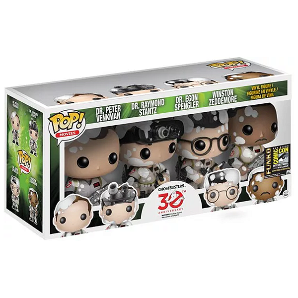 Funko Pop! Filme Ghostbusters / Os Caça Fantasmas Dr. Peter Venkman, Dr. Raymond Stantz, Dr. Egon Spengler and Winston Zeddemore Marshmallowed 4 Pack Exclusivo