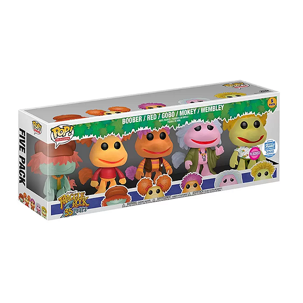 Funko Pop! Television A Rocha Encantada / Fraggle Rock Boober / Red / Gobo / Mokey / Wembley 5 Pack Exclusivo Flocked 3000 Pcs