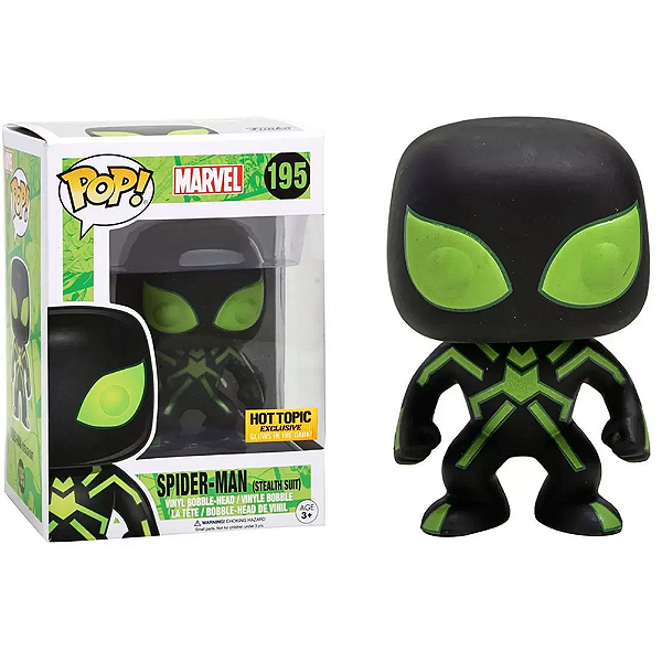 Funko Pop! Marvel Homem Aranha Spider Man Stealth Suit 195 Exclusivo Glow