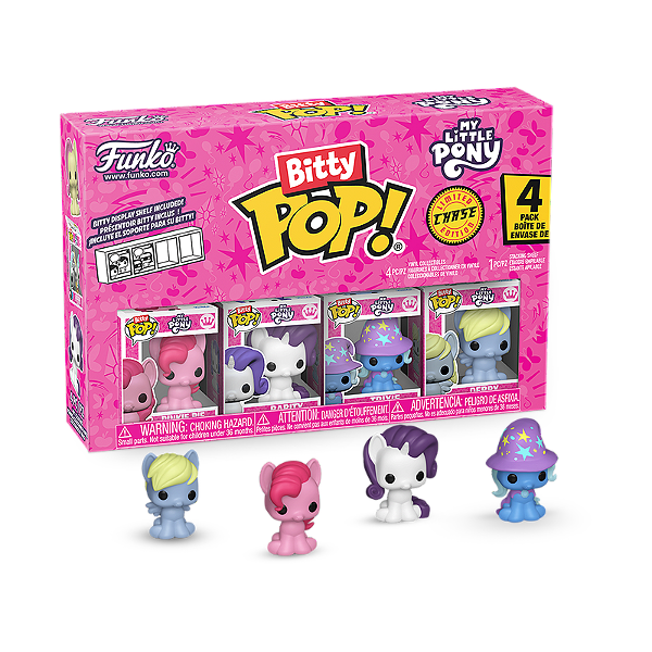 Funko Bitty Pop! Animation My Little Pony Pinkie Pie Rarity Trixie Derpy 4 Pack Exclusivo Chase