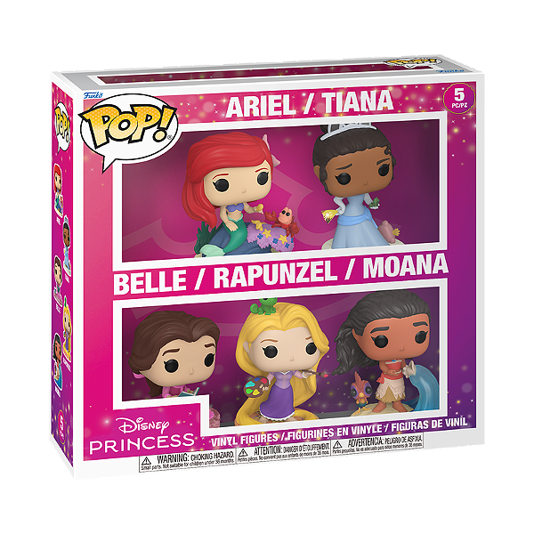 Funko Pop! Disney Princesas Ariel Tiana Belle Rapunzel Moana 5 Pack