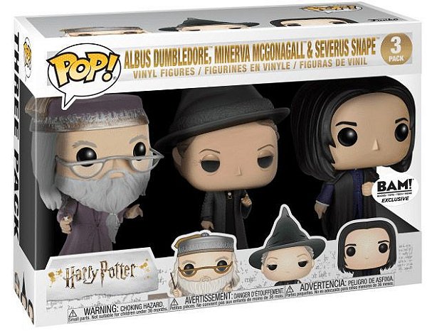 Funko Pop! Filme Harry Potter Dumbledore McGonagall Snape 3 Pack Exclusivo