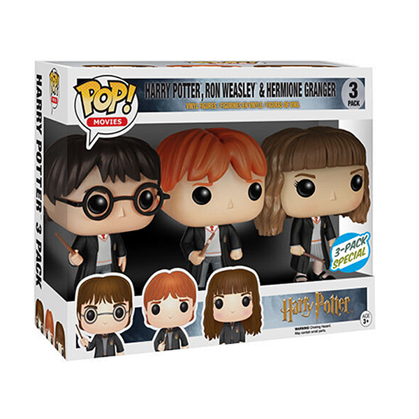 Funko Pop! Filme Harry Potter Ron Weasley Hermione Granger 3 Pack Exclusivo