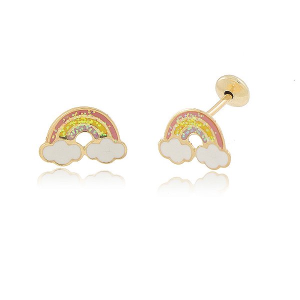 BRINCO ARCO ÍRIS COLORIDO EM RESINA COM TARRACHA BABY