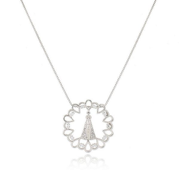 GARGANTILHA VENEZIANA DE 45 CM COM PINGENTE MANDALA NOSSA SENHORA APARECIDA