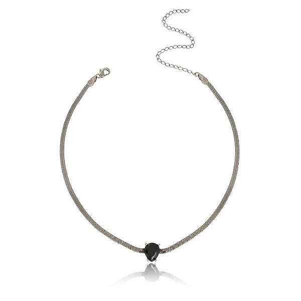 CHOKER FLEXÍVEL COM CRISTAL COR ÔNIX BANHADA EM RÓDIO NEGRO
