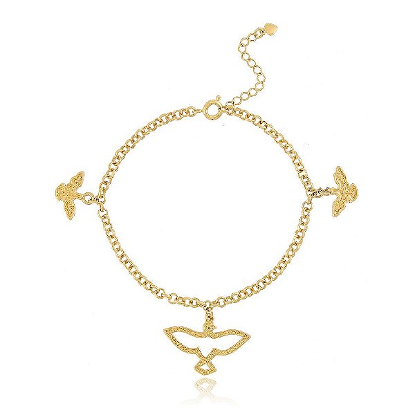 PULSEIRA ELO PORTUGUÊS COM PINGENTES ESPÍRITO SANTO