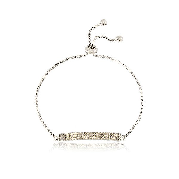 PULSEIRA TRABALHADA EM MICROZIRCÔNIAS CHAMPAGNE BANHADA EM RÓDIO BRANCO