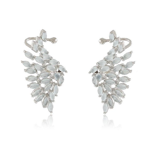 BRINCO EARCUFF TRABALHADO EM CRISTAIS COR VERDE CLARO