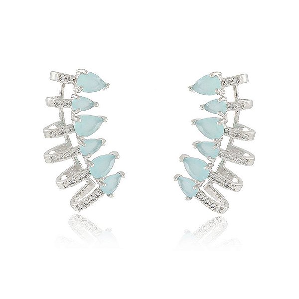 BRINCO EARCUFF TRABALHADO EM MICROZIRCÔNIAS E CRISTAIS COR TURMALINA