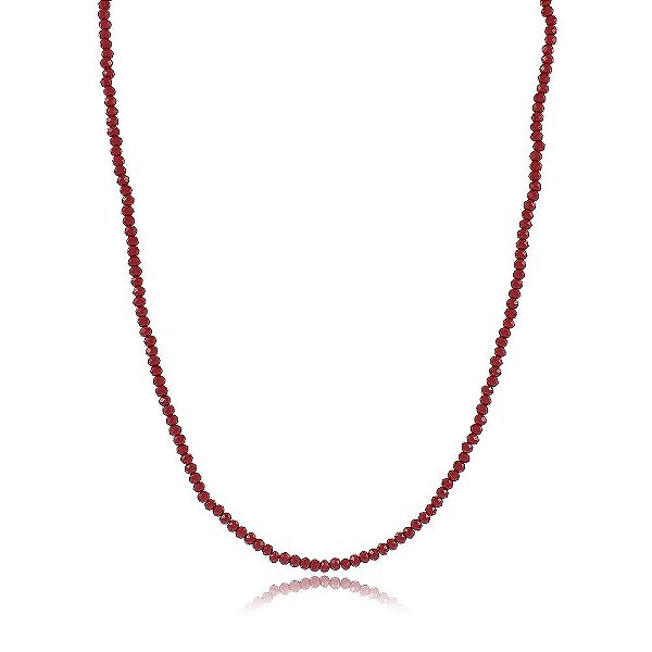 GARGANTILHA CRISTAIS RONDEL COR RUBI 60 CM