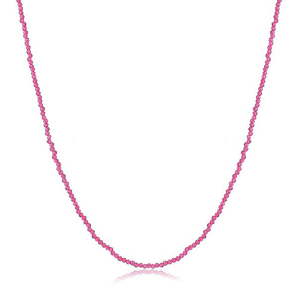 CHOKER ZIRCÔNIAS COR RUBI COM ACABAMENTOS BANHADOS A OURO 18K