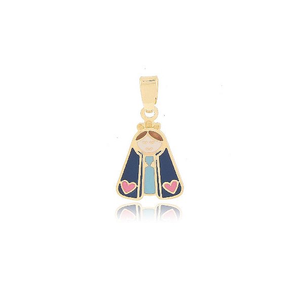 PINGENTE NOSSA SENHORA APARECIDA CORAÇÃO COLORIDA EM RESINA