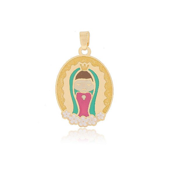 PINGENTE NOSSA SENHORA DE GUADALUPE GRANDE COLORIDA EM RESINA