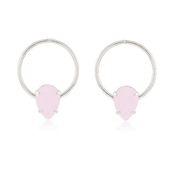 BRINCO CÍRCULO TRABALHADO EM CRISTAL COR ROSA