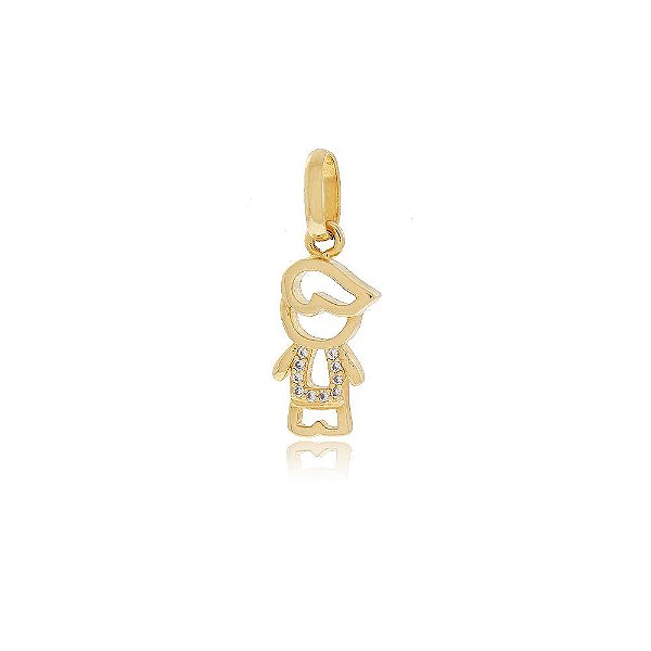PINGENTE FILHO TRABALHADO EM MICROZIRCÔNIAS CRISTAIS BANHADO A OURO 18K