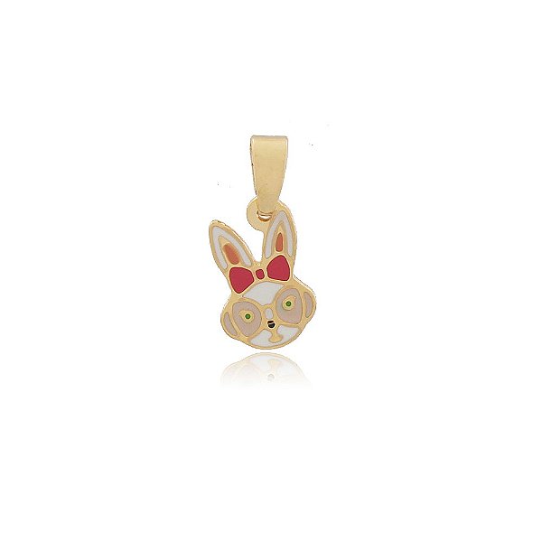 PINGENTE COELHINHO BANHADO A OURO 18K COLORIDO EM RESINA