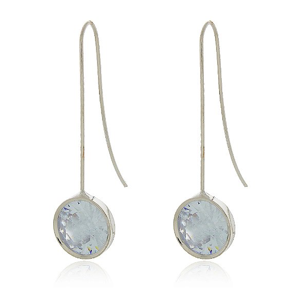 BRINCO FIO COM ZIRCÔNIA CRISTAL BANHADO EM RÓDIO BRANCO