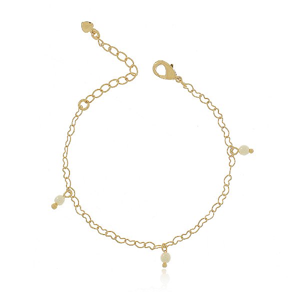 PULSEIRA INFANTIL ELOS CORAÇÕES E PÉROLAS