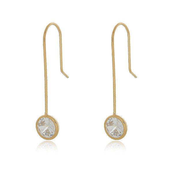 BRINCO FIO COM ZIRCÔNIA CRISTAL 8 MM BANHADO A OURO 18K