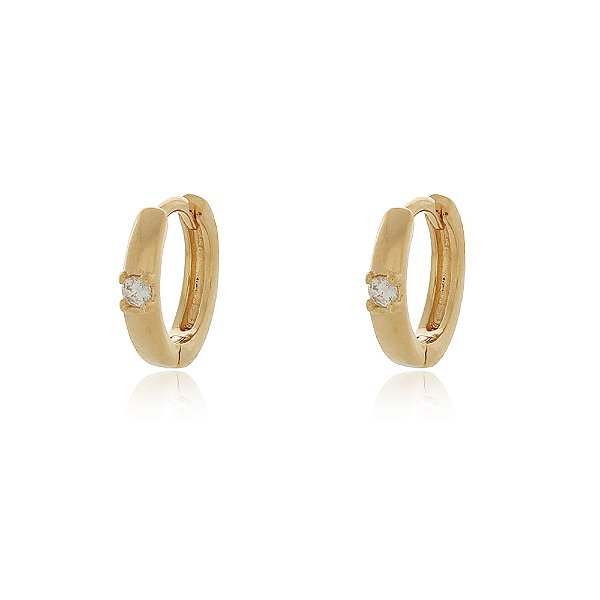 BRINCO ARGOLA PEQUENA 1,3 CM COM DETALHE ZIRCÔNIA CRISTAL BANHADO A OURO 18K