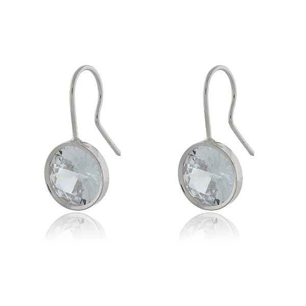 BRINCO FIO MÉDIO COM ZIRCÔNIA CRISTAL BANHADO EM RÓDIO BRANCO