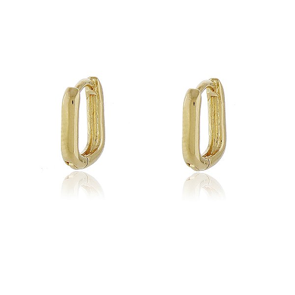 BRINCO ARGOLA PEQUENA RETANGULAR BANHADA A OURO 18K
