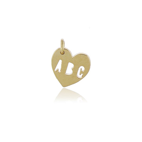 PINGENTE INFANTIL CORAÇÃO ABC BANHADO A OURO 18K