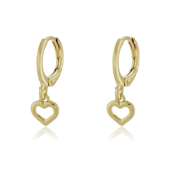 BRINCO DE ARGOLA COM PINGENTE CORAÇÃOZINHO VAZADO