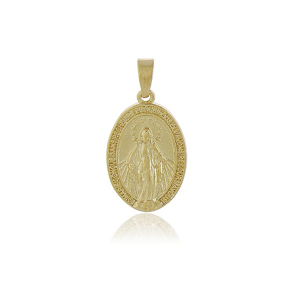 PINGENTE MEDALHA DE NOSSA SENHORA DAS GRAÇAS BANHADO A OURO 18K