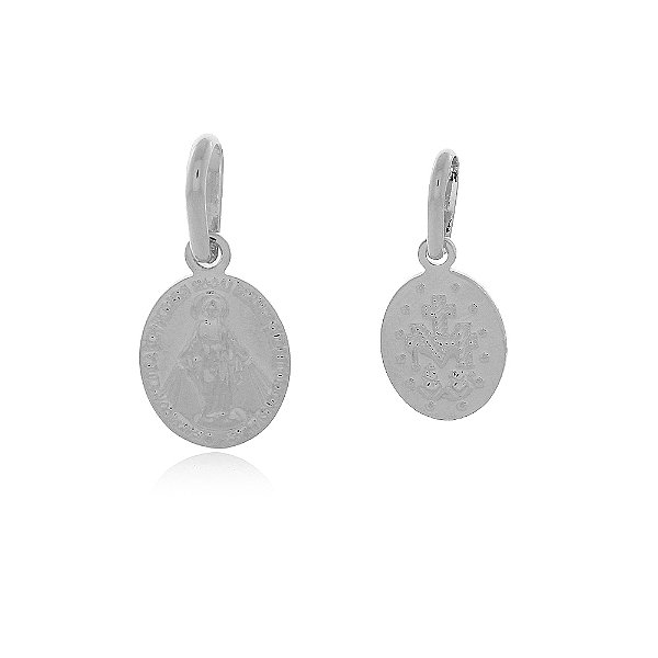 PINGENTE PEQUENO NOSSA SENHORA DAS GRAÇAS BANHADO EM RÓDIO BRANCO