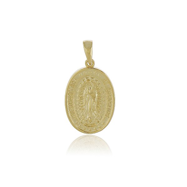 PINGENTE MEDALHA DE NOSSA DE GUADALUPE BANHADO A OURO 18K