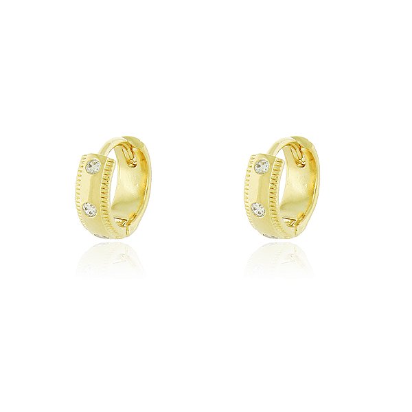 BRINCO ARGOLA PEQUENA COM ZIRCÔNIAS CRISTAIS EMBUTIDAS