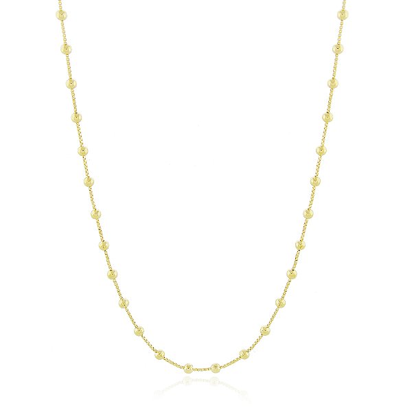 GARGANTILHA INFANTIL / CHOKER VENEZIANA 35 CM COM BOLINHAS BANHADA A OURO 18K